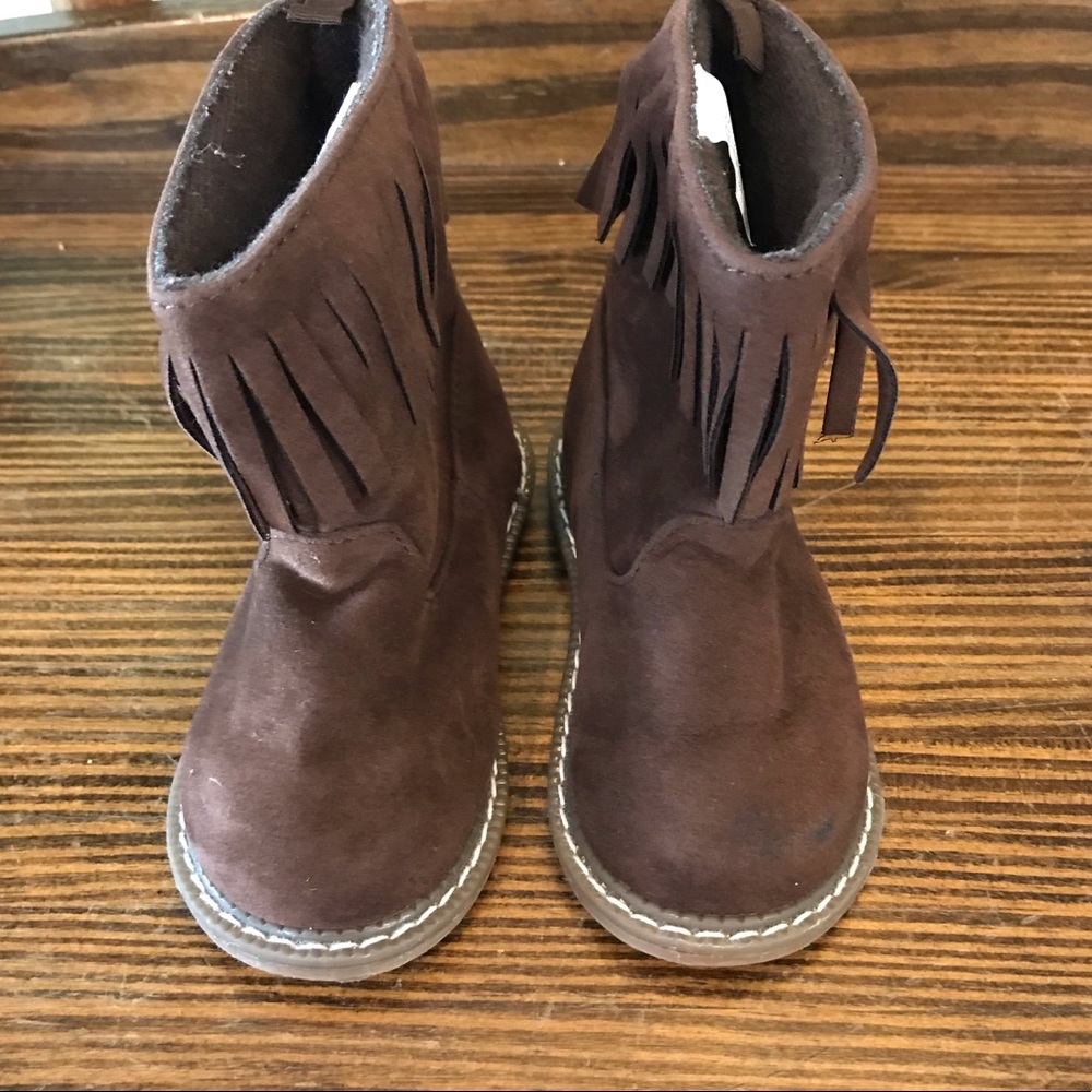 Crazy 8 Fringe Boots Brown Faux Suede Size 6